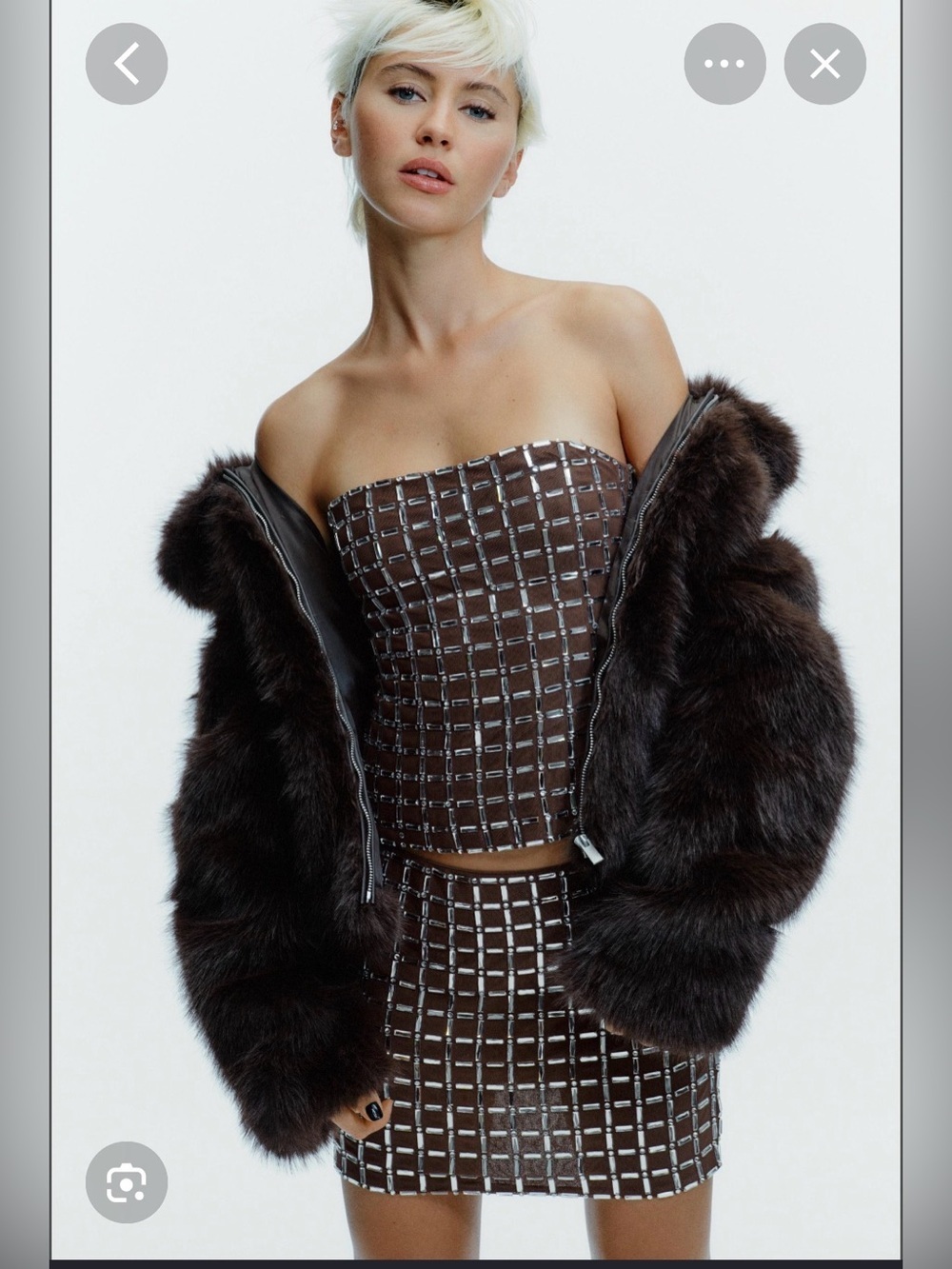 🔥🔥Zara Brown Studded Strapless skirt small set
